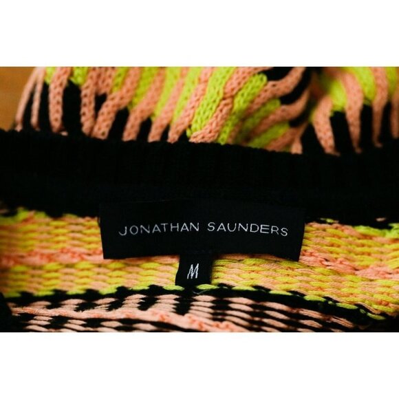 Jonathan Saunders Neon Green Pink Black Geometric Print  Pullover M - Picture 6 of 6